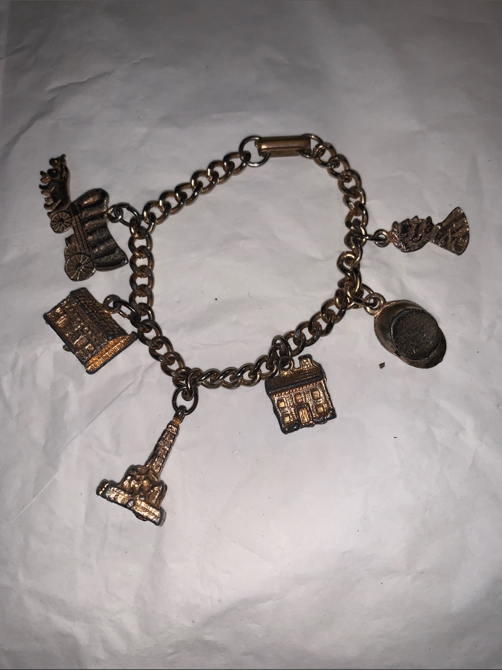 Vintage-Style Gold tone Charm Bracelet with Travel Icons - Women's Jewelry